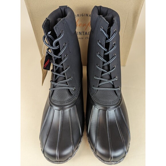 Weatherproof Vintage Adam II Duck Boots Mens 8 M Black Faux Leather Shoes NWB